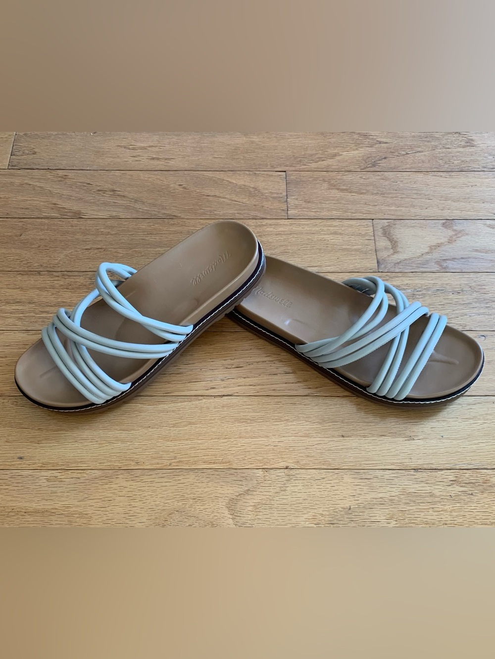 Madewell Women’s Off-White Strappy Slide Sandals, Size 10.